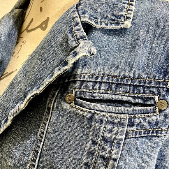Vintage 90s Women's Bill Blass Y2K Blue Jean Denim Blazer PL - Picture 4 of 10